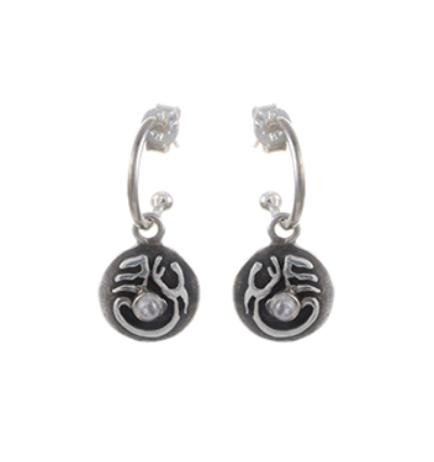 Tibetan Moon Earrings - Silver